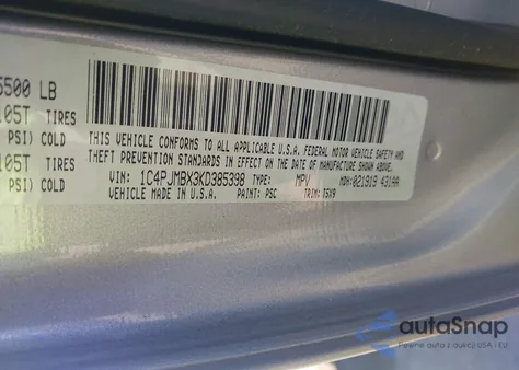 2019 Jeep Cherokee Trailhawk 4X4 z USA, uszkodzony, nr VIN 1C4PJMBX3KD385398